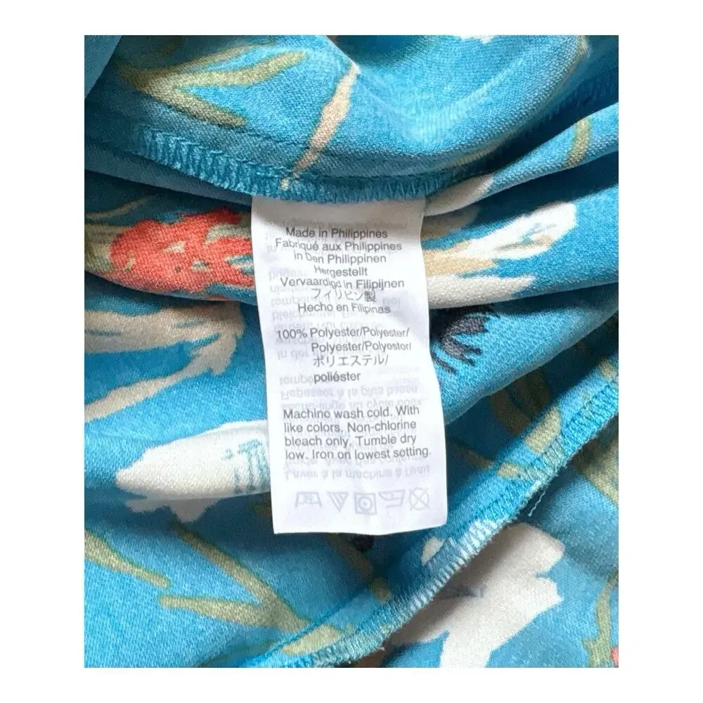 J Crew Mercantile Faux Wrap Midi Dress Womens Large Blue Floral Flutter Sleeve